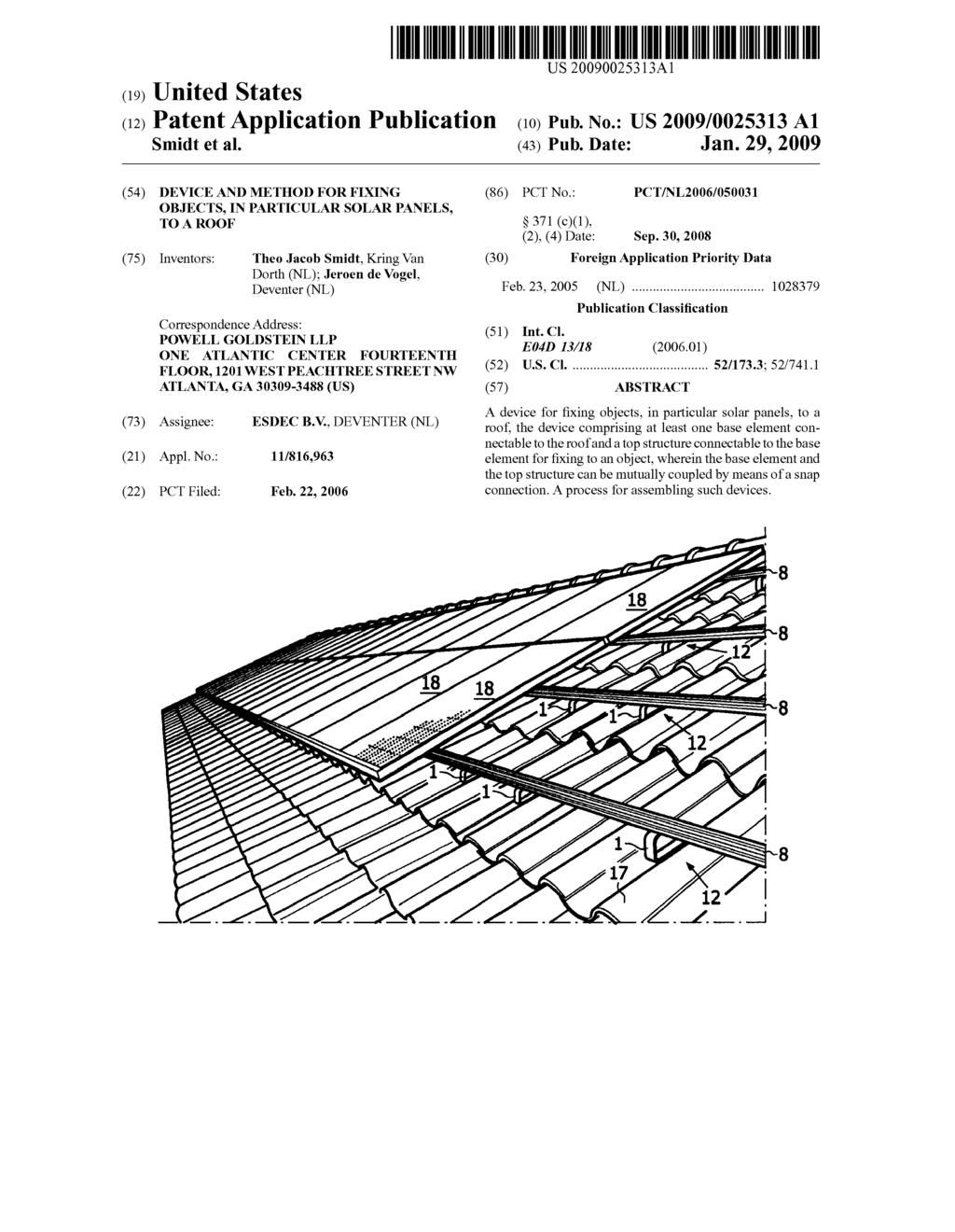 DEVICE AND METHOD FOR FIXING OBJECTS, IN PARTICULAR SOLAR PANELS, TO A ROOF - diagram, schematic, and image 01