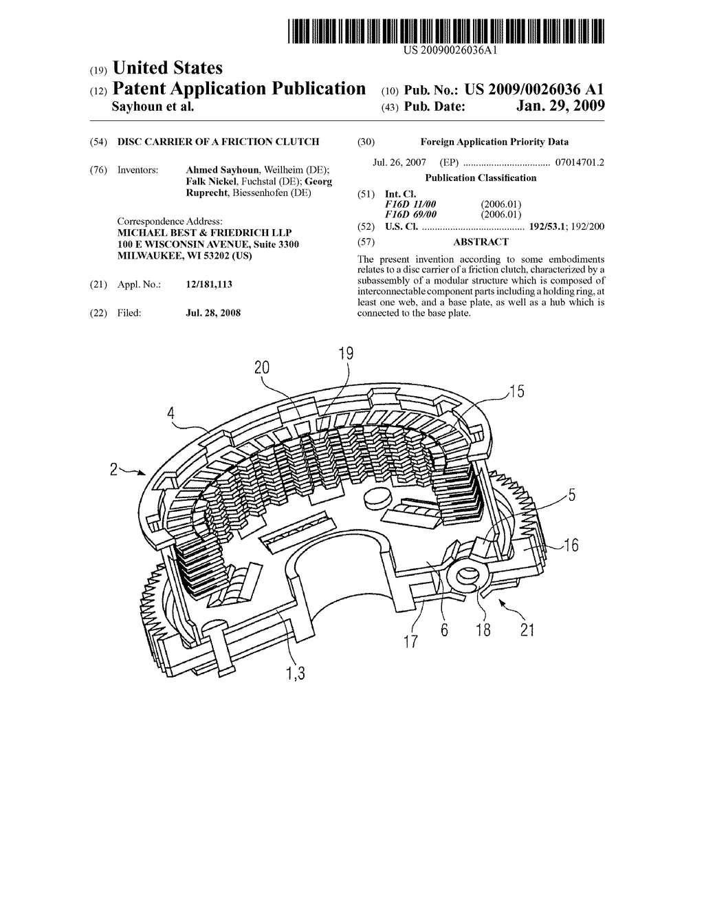 DISC CARRIER OF A FRICTION CLUTCH - diagram, schematic, and image 01