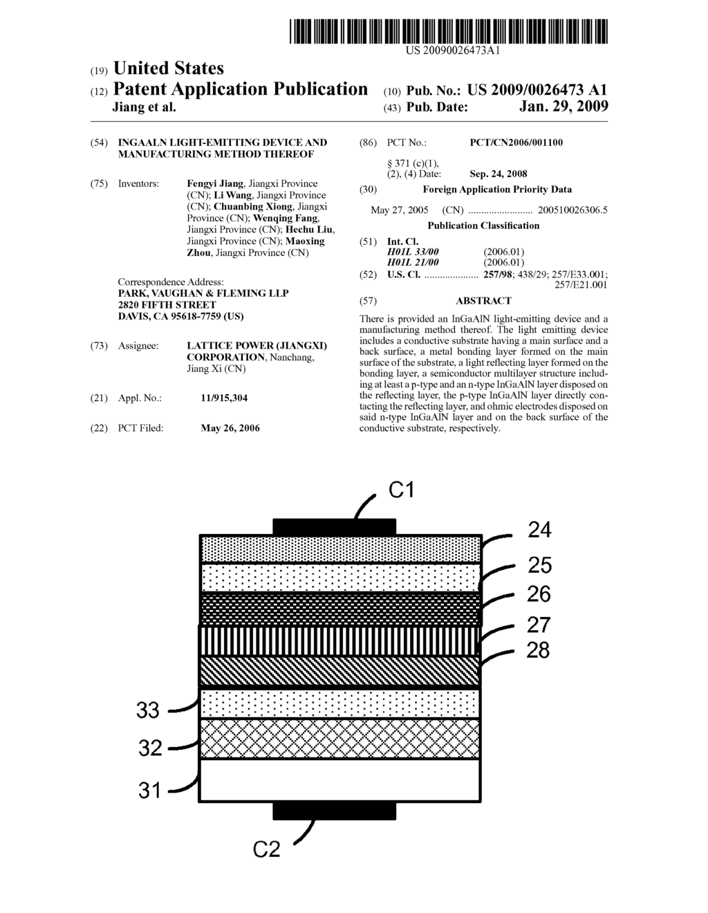 InGaAlN LIGHT-EMITTING DEVICE AND MANUFACTURING METHOD THEREOF - diagram, schematic, and image 01