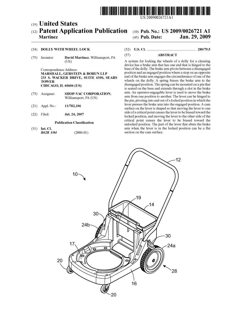 Dolly with wheel lock - diagram, schematic, and image 01