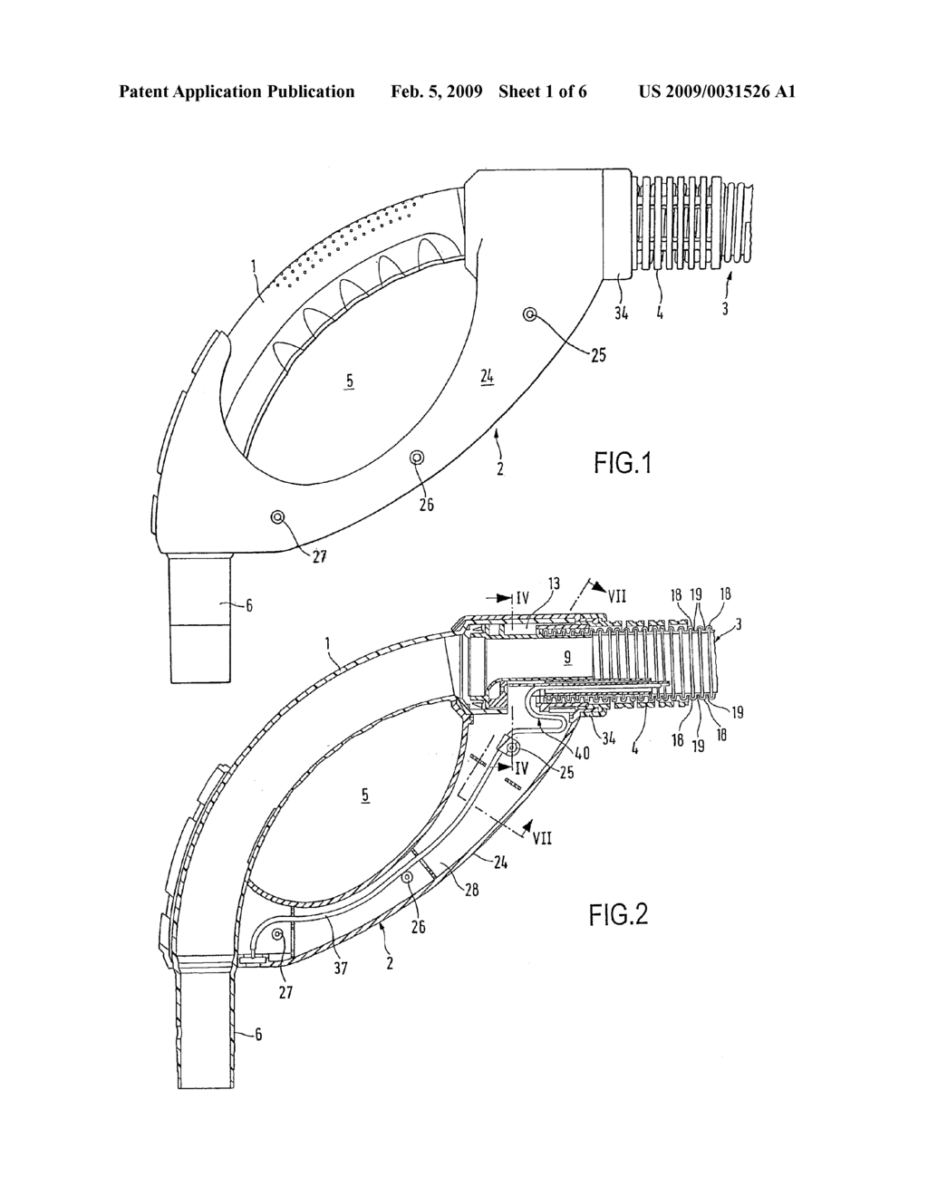 Handle arrangement on a vacuum cleaner hose - diagram, schematic, and image 02