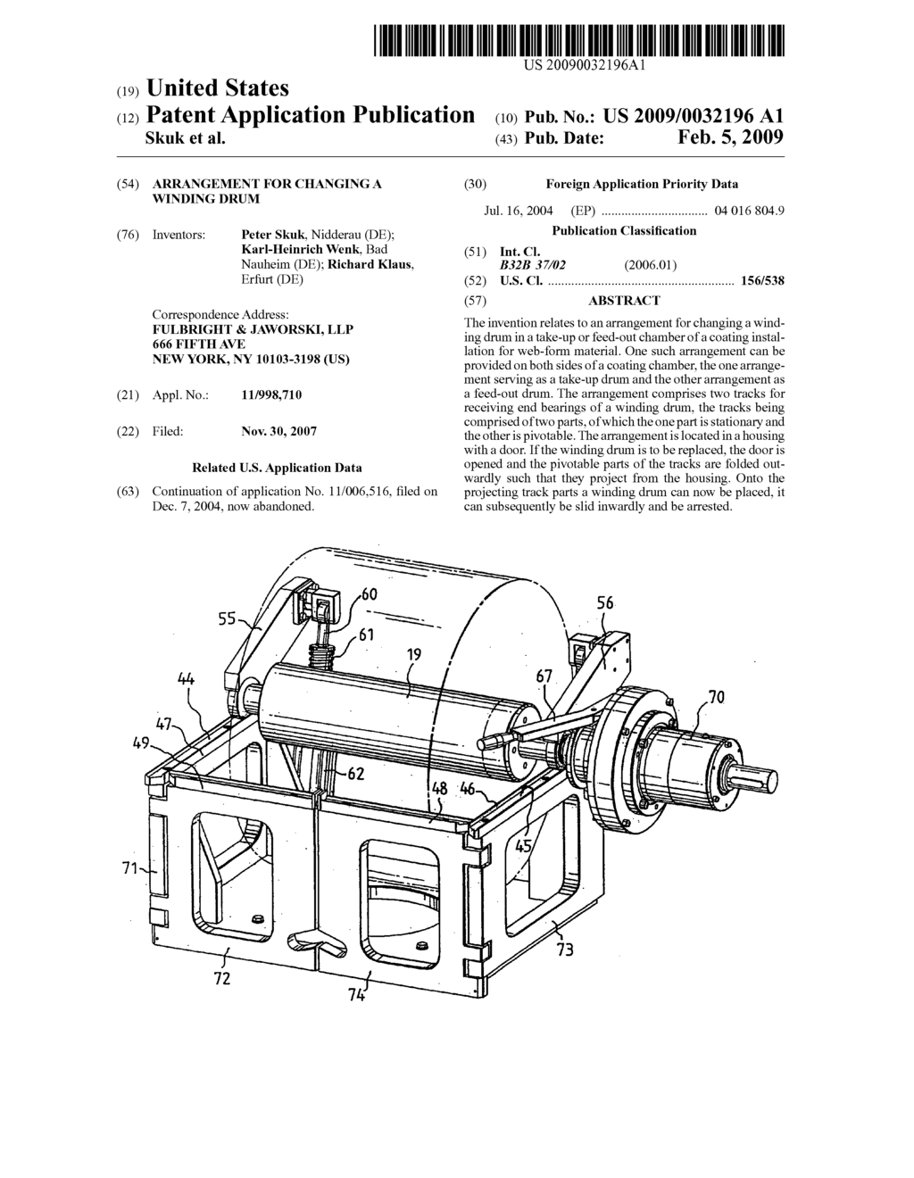 Arrangement for changing a winding drum - diagram, schematic, and image 01