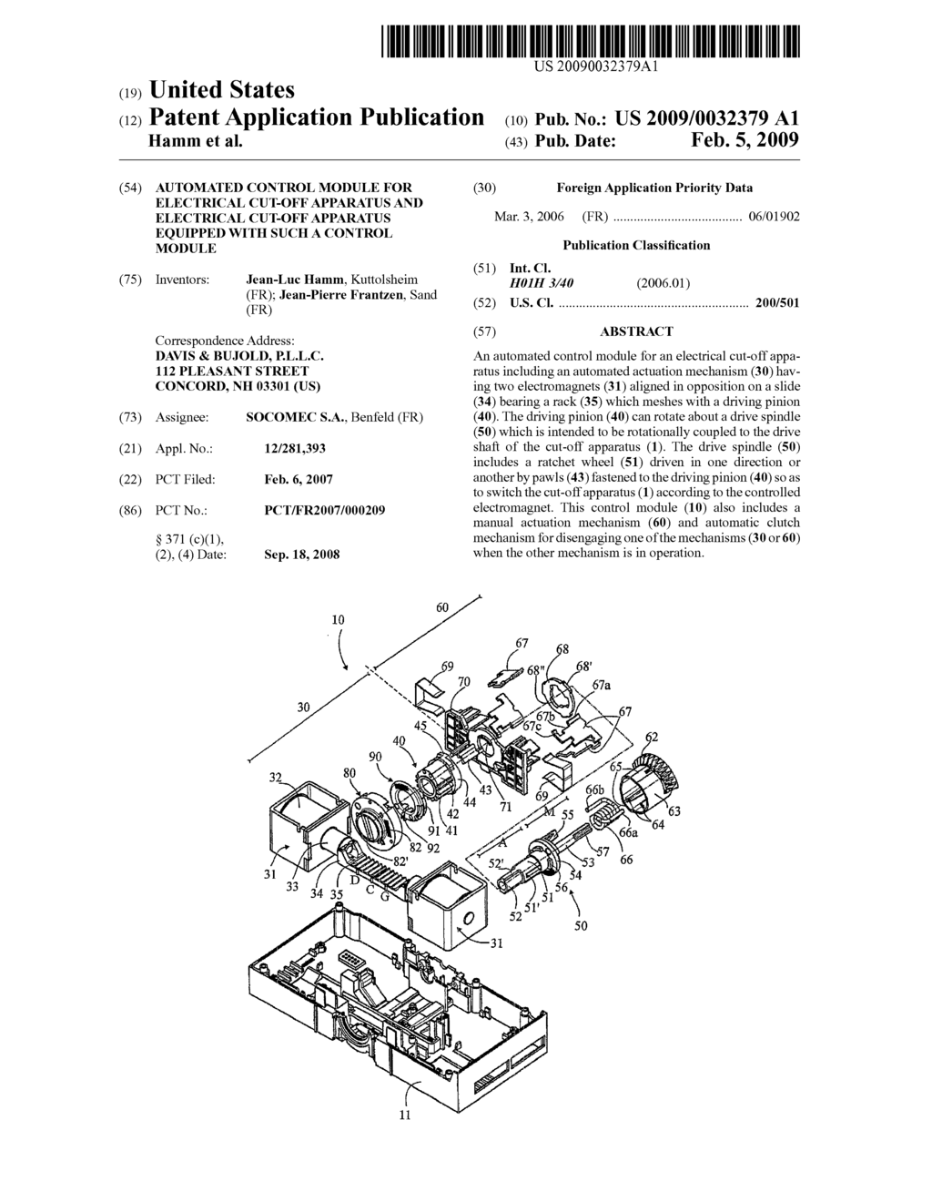 AUTOMATED CONTROL MODULE FOR ELECTRICAL CUT-OFF APPARATUS AND ELECTRICAL CUT-OFF APPARATUS EQUIPPED WITH SUCH A CONTROL MODULE - diagram, schematic, and image 01