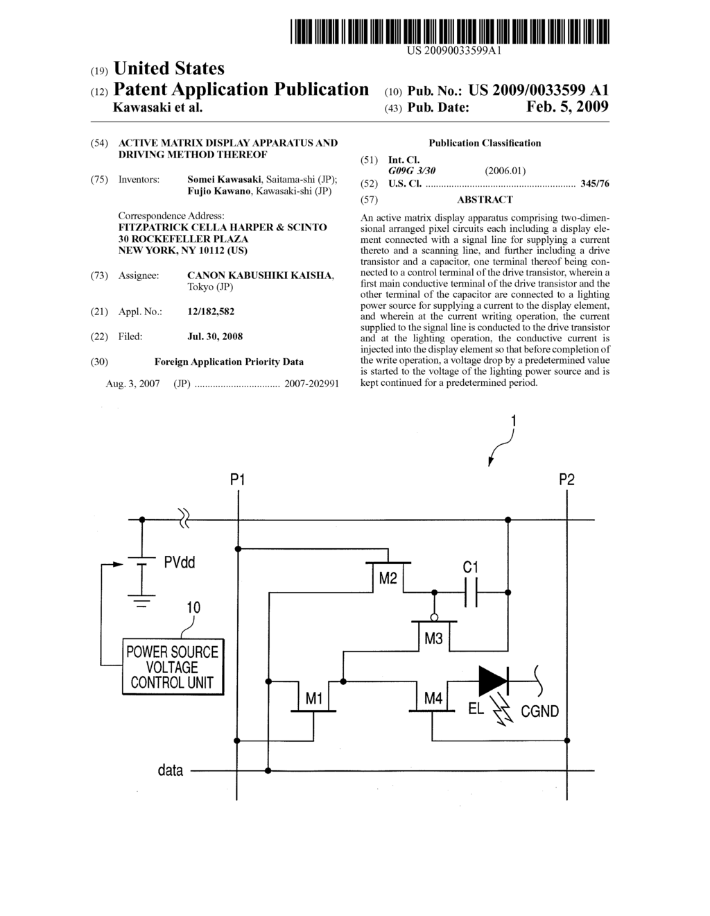 ACTIVE MATRIX DISPLAY APPARATUS AND DRIVING METHOD THEREOF - diagram, schematic, and image 01