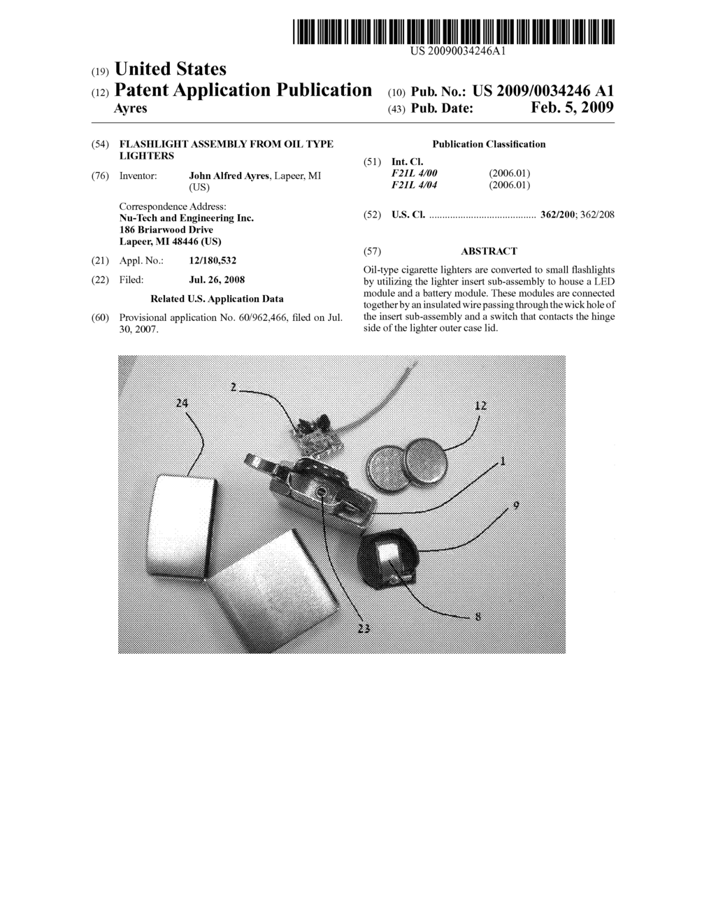 Flashlight Assembly from Oil Type Lighters - diagram, schematic, and image 01