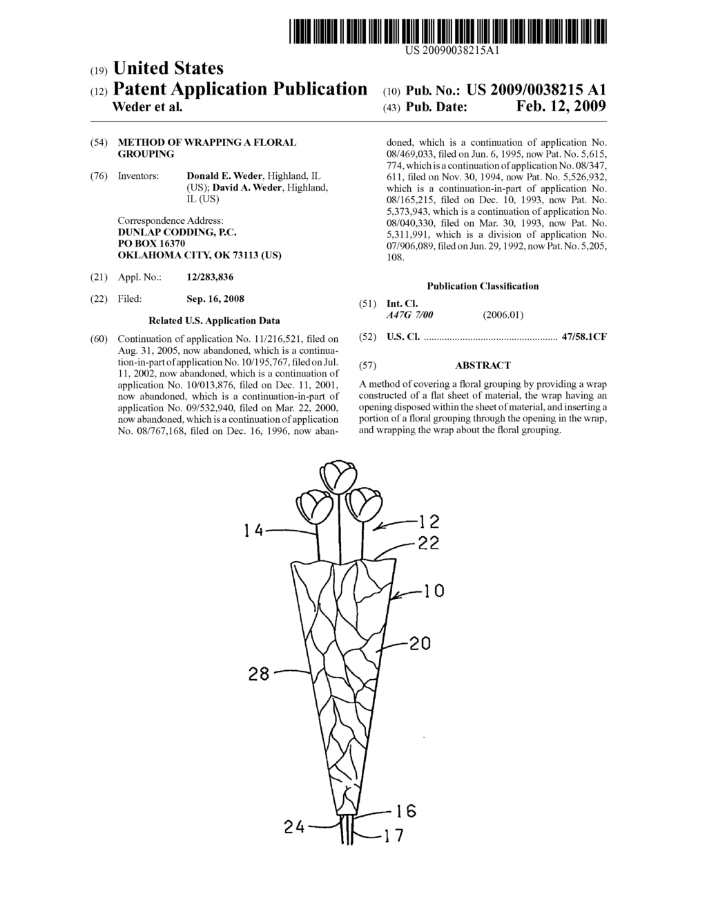 Method of wrapping a floral grouping - diagram, schematic, and image 01