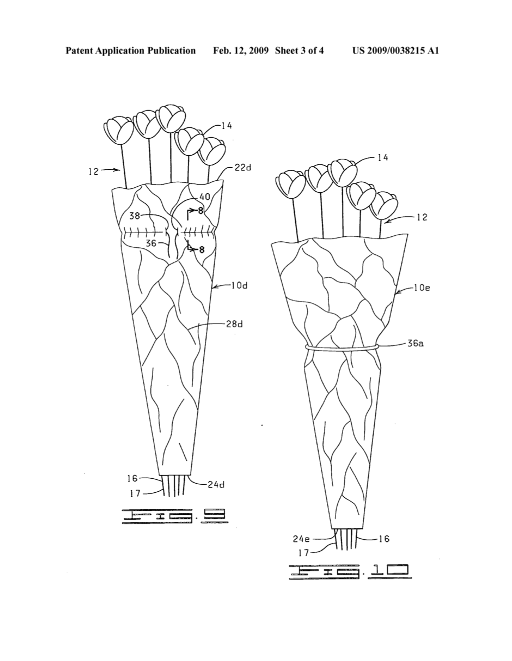 Method of wrapping a floral grouping - diagram, schematic, and image 04