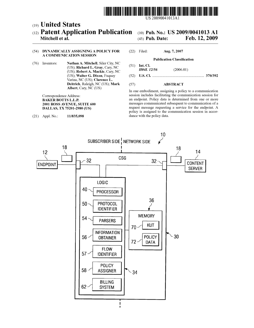 Dynamically Assigning A Policy For A Communication Session - diagram, schematic, and image 01