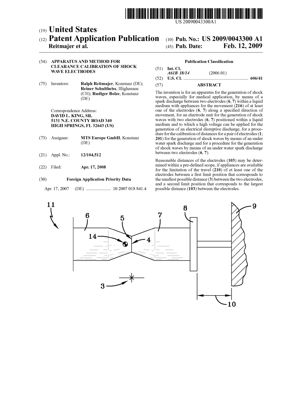 APPARATUS AND METHOD FOR CLEARANCE CALIBRATION OF SHOCK WAVE ELECTRODES - diagram, schematic, and image 01