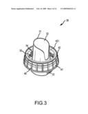 Liquid product pouring and measuring package with drain-back spout fitment and tight-sealing measuring cup assembly diagram and image