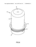 Liquid product pouring and measuring package with drain-back spout fitment and tight-sealing measuring cup assembly diagram and image