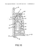 Liquid product pouring and measuring package with drain-back spout fitment and tight-sealing measuring cup assembly diagram and image