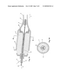 APPARATUS FOR CONTINUOUSLY MANUFACTURING CALIBRATED ROUND OR PROFILED GLASS TUBES AND GLASS TUBES MADE BY SAME diagram and image