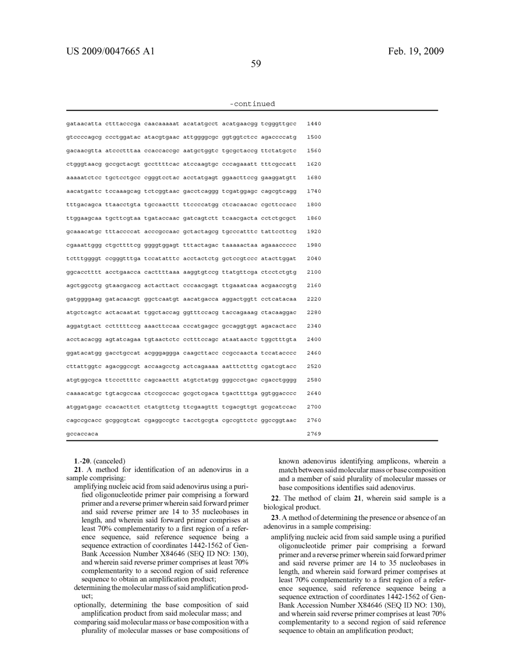COMPOSITIONS FOR USE IN IDENTIFICATION OF ADENOVIRUSES - diagram, schematic, and image 65
