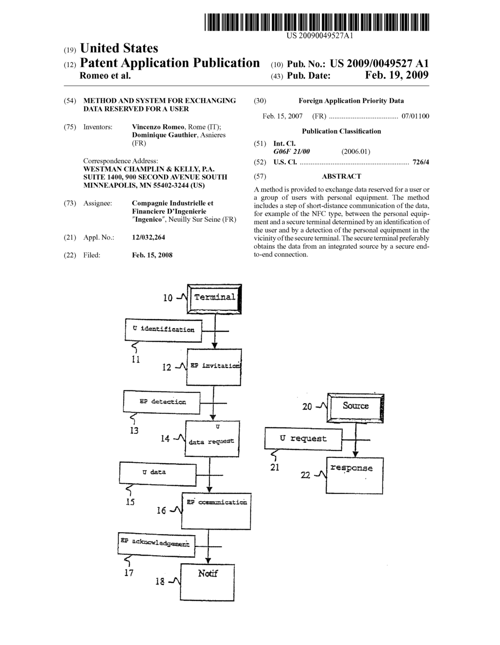 METHOD AND SYSTEM FOR EXCHANGING DATA RESERVED FOR A USER - diagram, schematic, and image 01