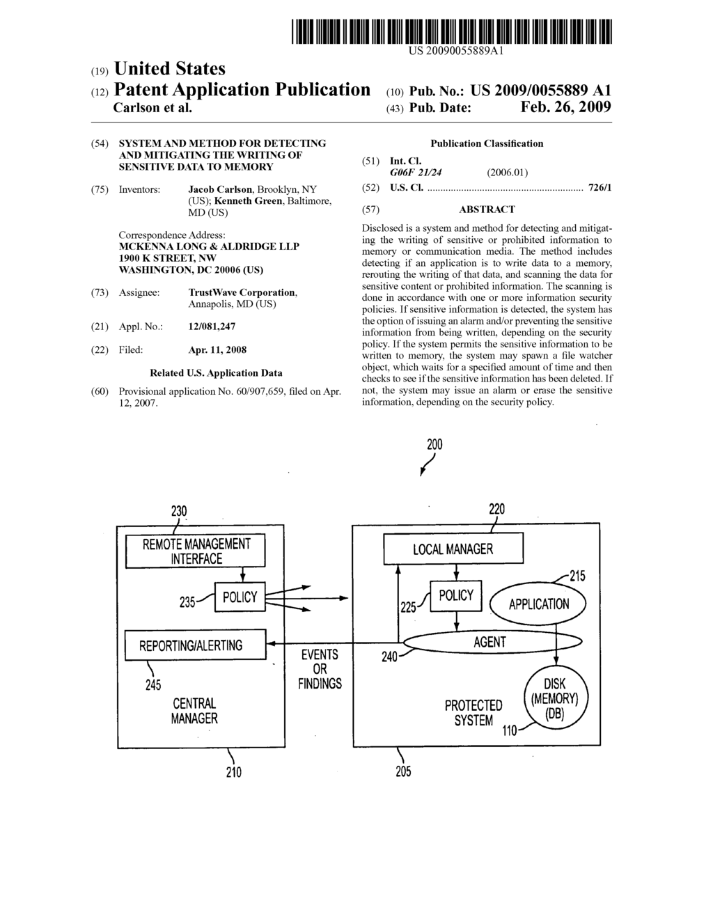 System and method for detecting and mitigating the writing of sensitive data to memory - diagram, schematic, and image 01