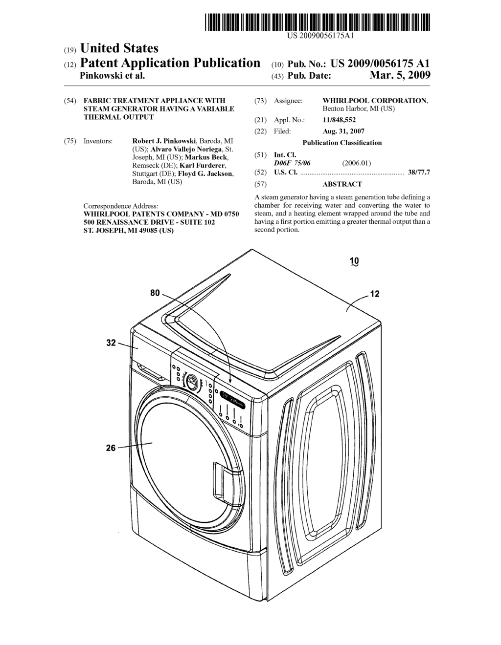 Fabric Treatment Appliance with Steam Generator Having a Variable Thermal Output - diagram, schematic, and image 01