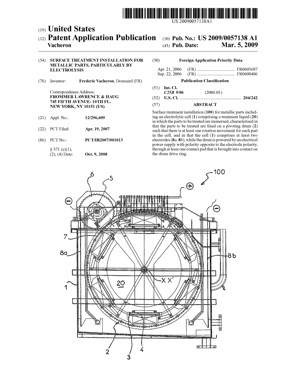 SURFACE TREATMENT INSTALLATION FOR METALLIC PARTS, PARTICULARLY BY ELECTROLYSIS - diagram, schematic, and image 01