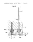 METHOD OF FABRICATING HERMETIC TERMINAL AND HERMETIC TERMINAL, METHOD OF FABRICATING PIEZOELECTRIC OSCILLATOR AND PIEZOELECTRIC OSCILLATOR, OSCILLATOR, ELECTRONIC APPLIANCE, AND RADIO CLOCK diagram and image