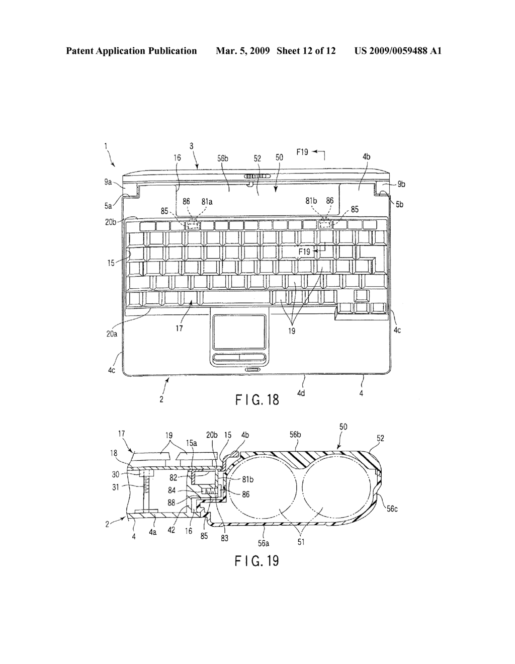 ELECTRONIC APPARATUS HAVING BATTERY RECEPTACLE AT THE REAR OF KEYBOARD - diagram, schematic, and image 13