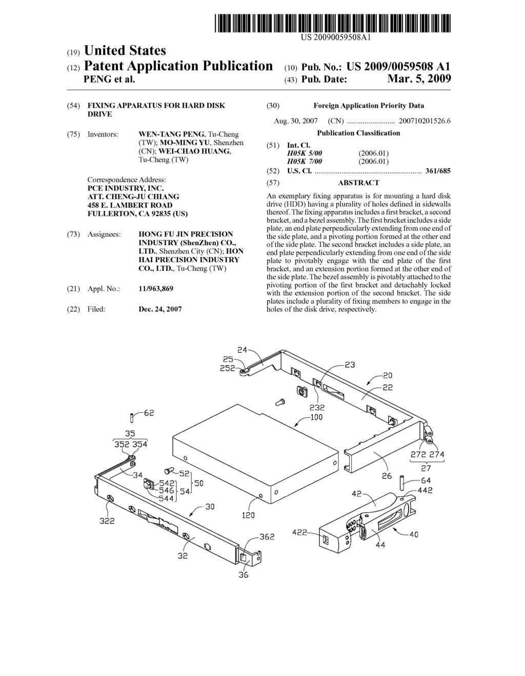 FIXING APPARATUS FOR HARD DISK DRIVE - diagram, schematic, and image 01