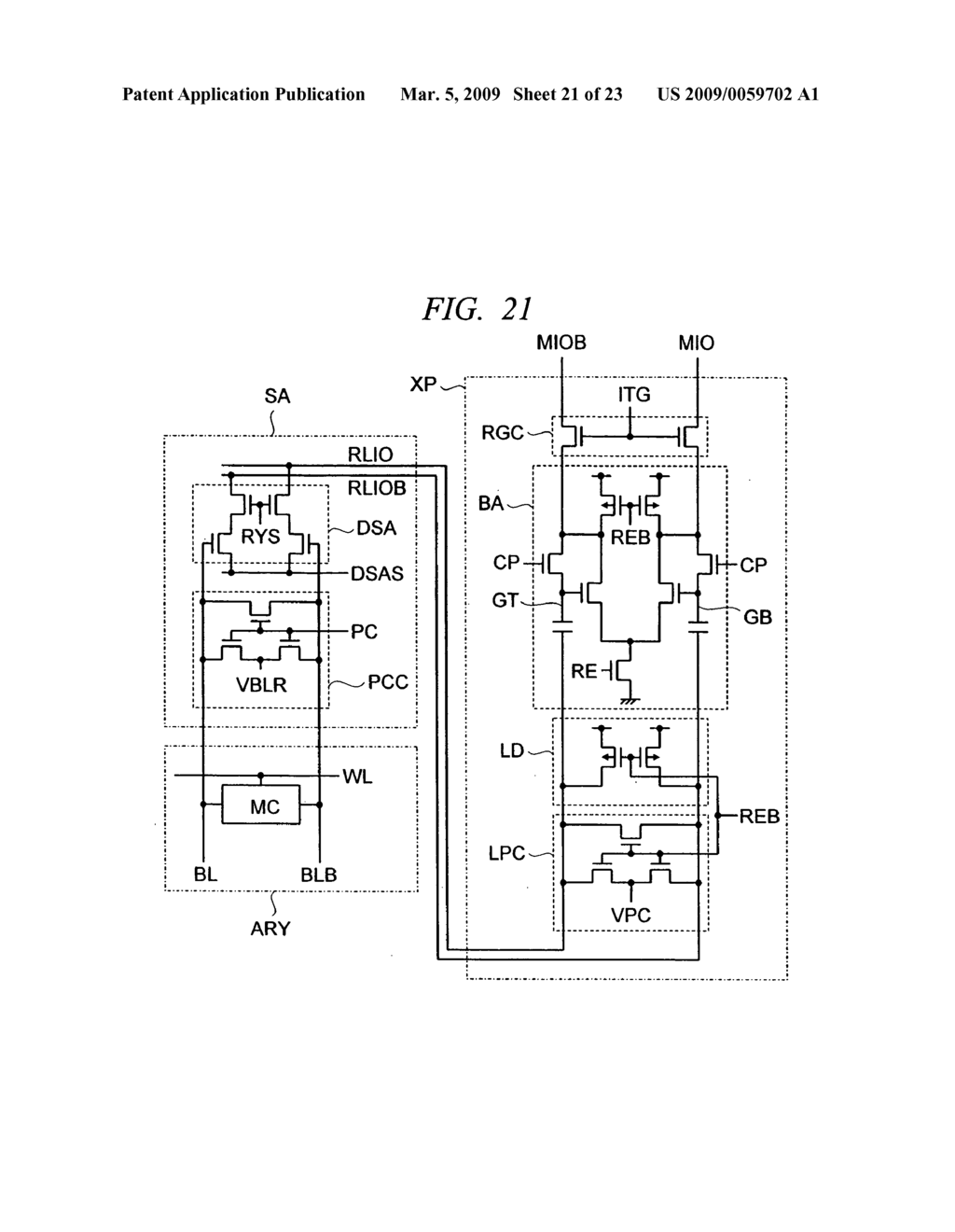 Sense amplifier for semiconductor memory device - diagram, schematic, and image 22