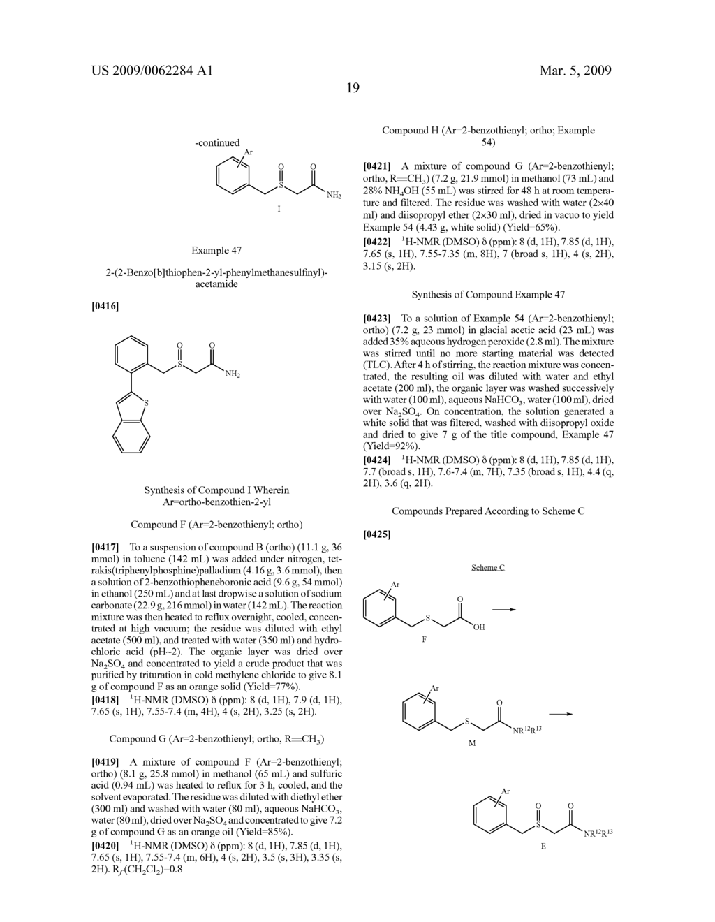 Thio-Substituted Biarylmethanesulfinyl Derivatives - diagram, schematic, and image 20