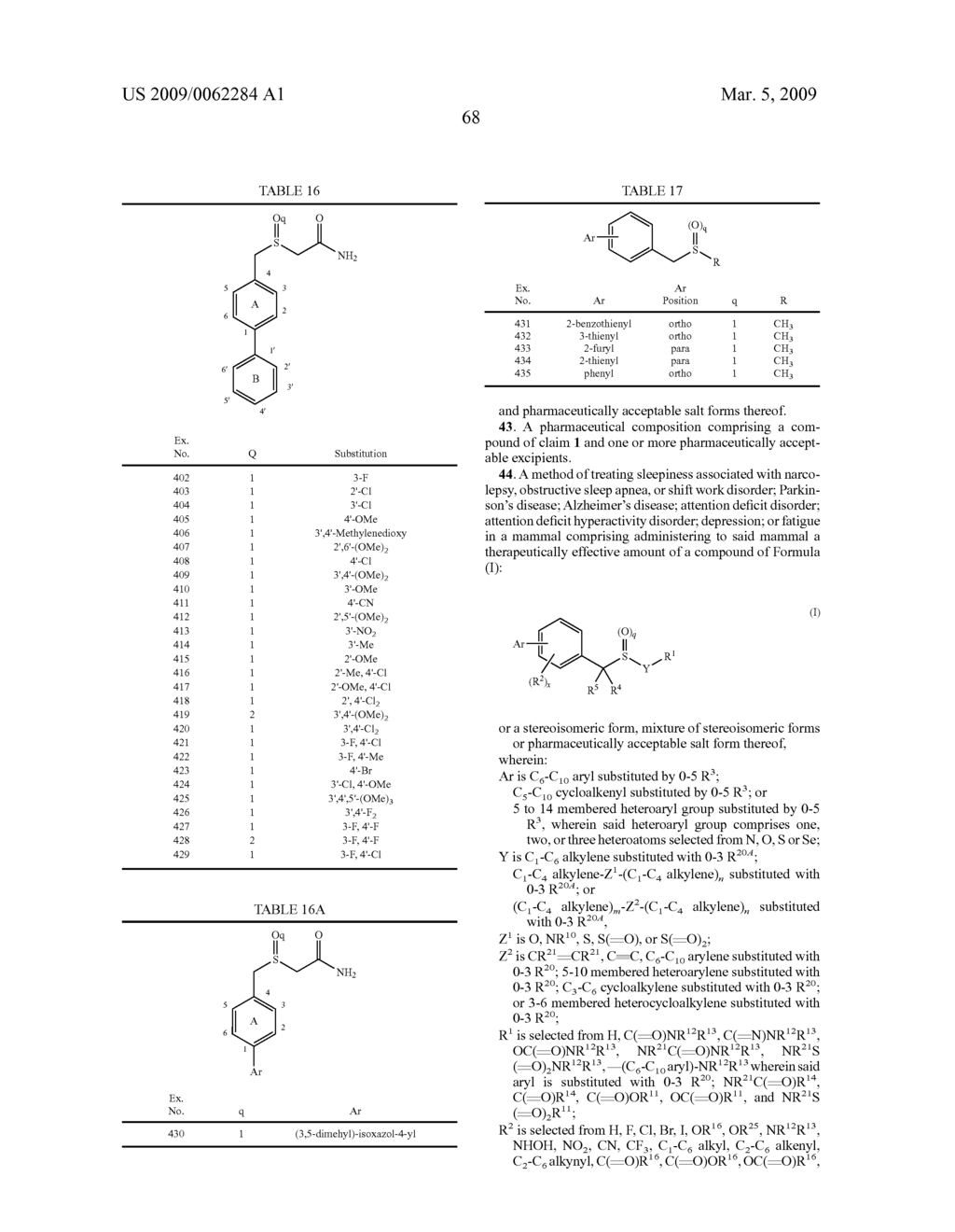 Thio-Substituted Biarylmethanesulfinyl Derivatives - diagram, schematic, and image 69