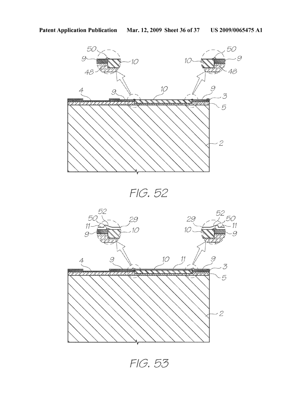 METHOD OF FABRICATING INKJET PRINTHEAD WITH PROJECTIONS PATTERNED ACROSS NOZZLE PLATE - diagram, schematic, and image 37