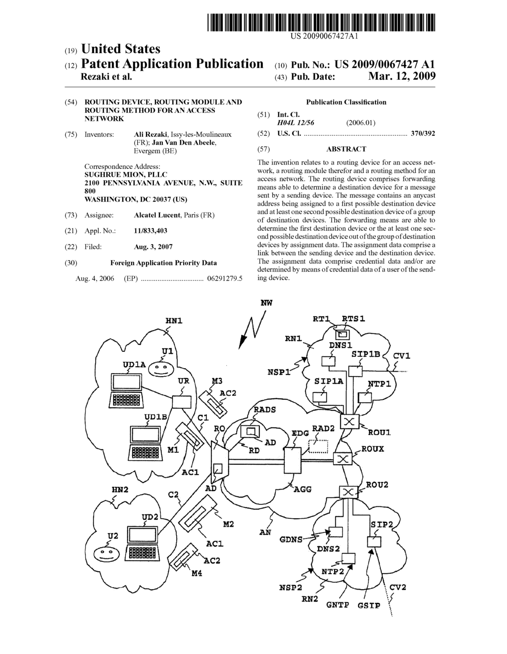 ROUTING DEVICE, ROUTING MODULE AND ROUTING METHOD FOR AN ACCESS NETWORK - diagram, schematic, and image 01