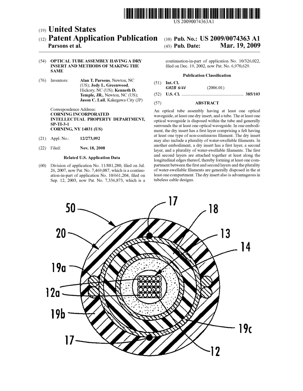 Optical Tube Assembly Having a Dry Insert and Methods of Making the Same - diagram, schematic, and image 01