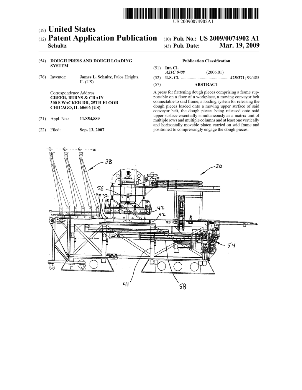 DOUGH PRESS AND DOUGH LOADING SYSTEM - diagram, schematic, and image 01