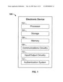 EMBEDDED AUTHENTICATION SYSTEMS IN AN ELECTRONIC DEVICE diagram and image