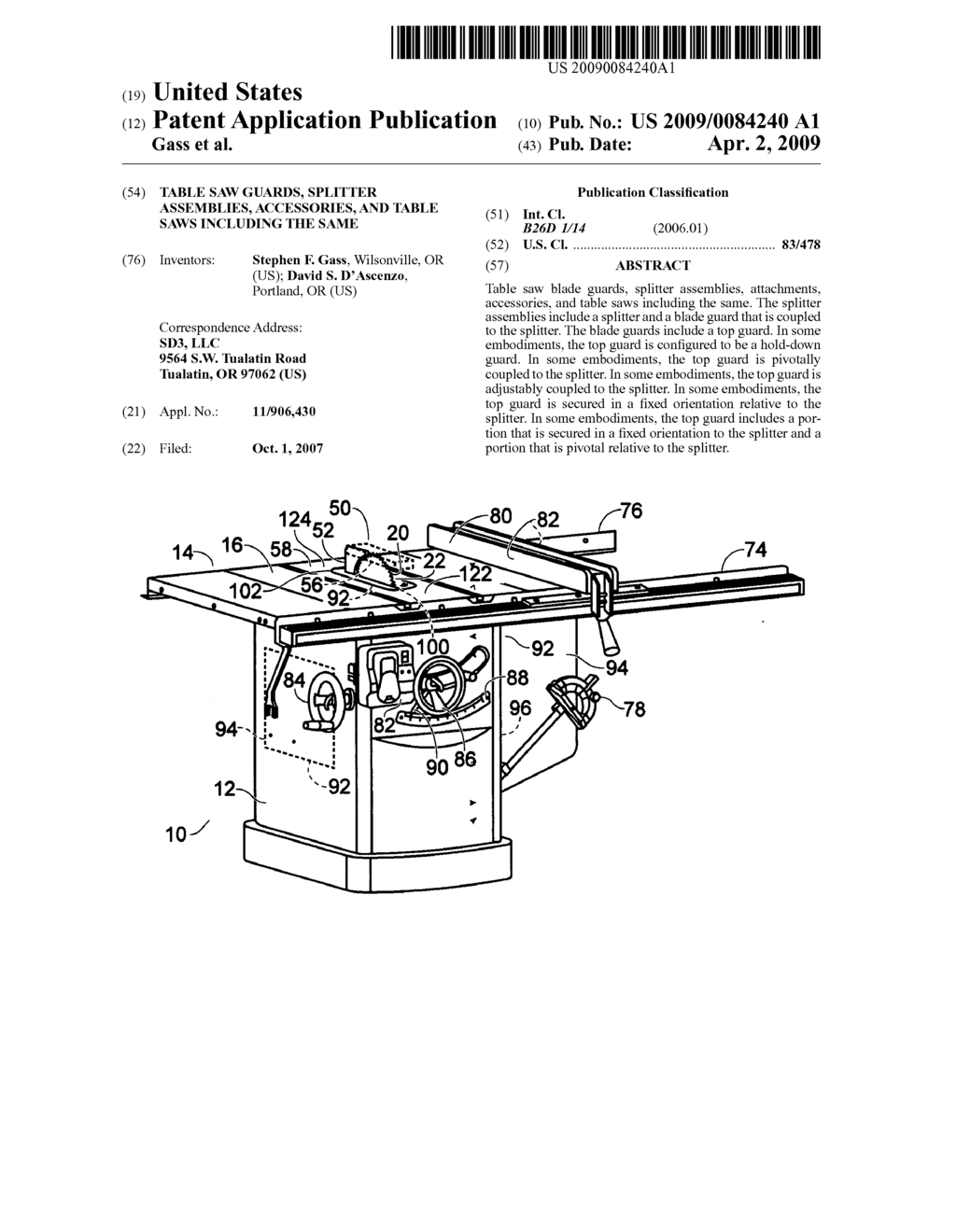 Table saw guards, splitter assemblies, accessories, and table saws including the same - diagram, schematic, and image 01