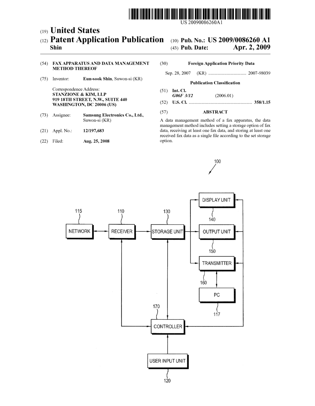 FAX APPARATUS AND DATA MANAGEMENT METHOD THEREOF - diagram, schematic, and image 01