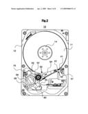 Actuator latching mechanism for magnetic disk drive diagram and image