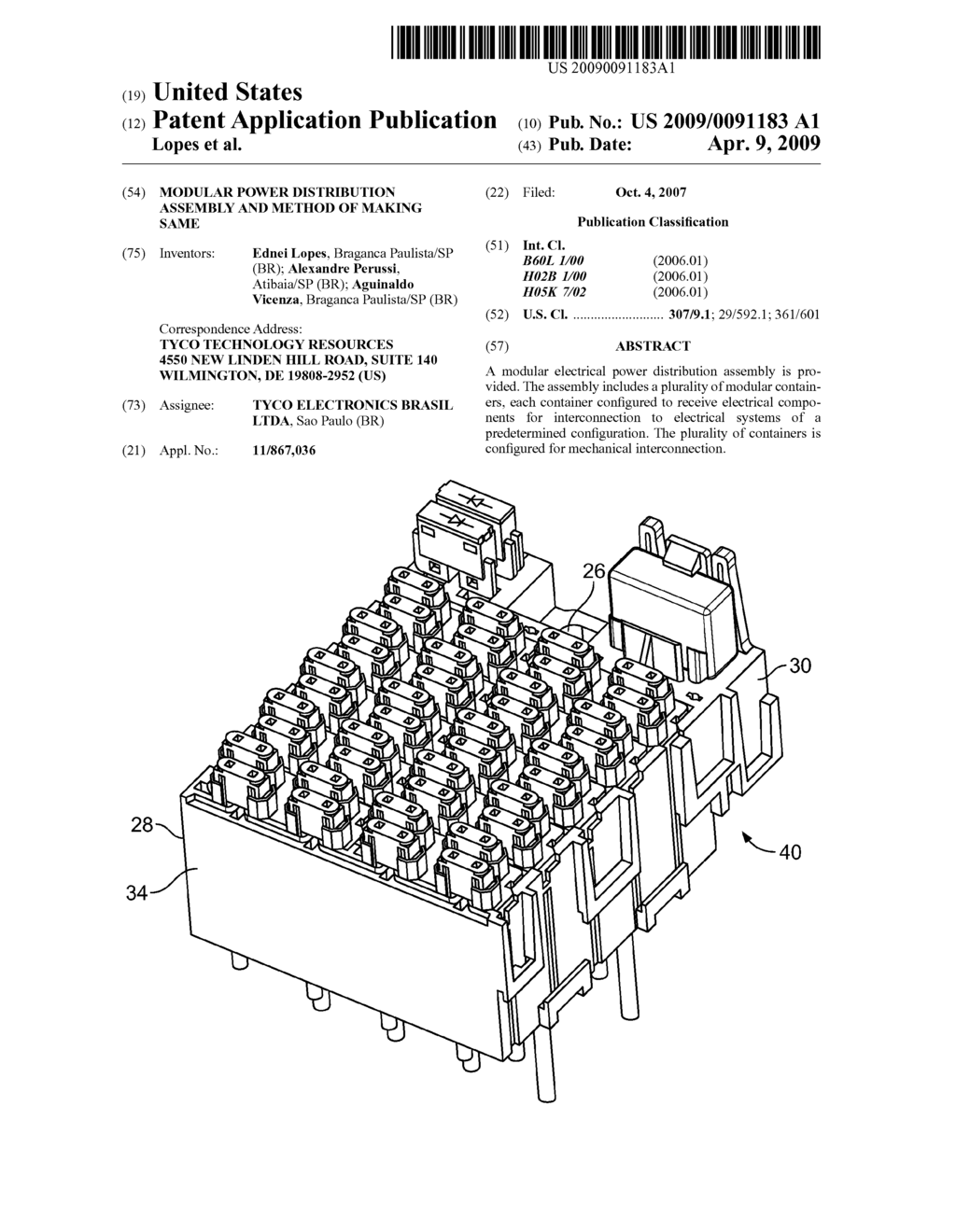 Modular Power Distribution Assembly and Method of Making Same - diagram, schematic, and image 01