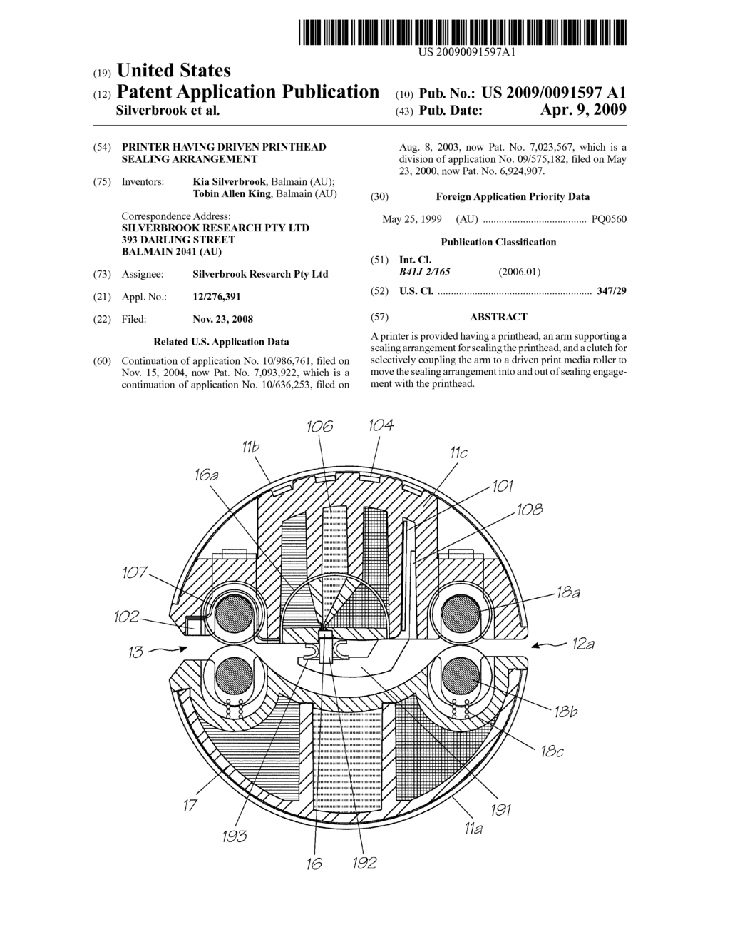 PRINTER HAVING DRIVEN PRINTHEAD SEALING ARRANGEMENT - diagram, schematic, and image 01