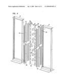 Vertical cable management system with ribcage structure diagram and image