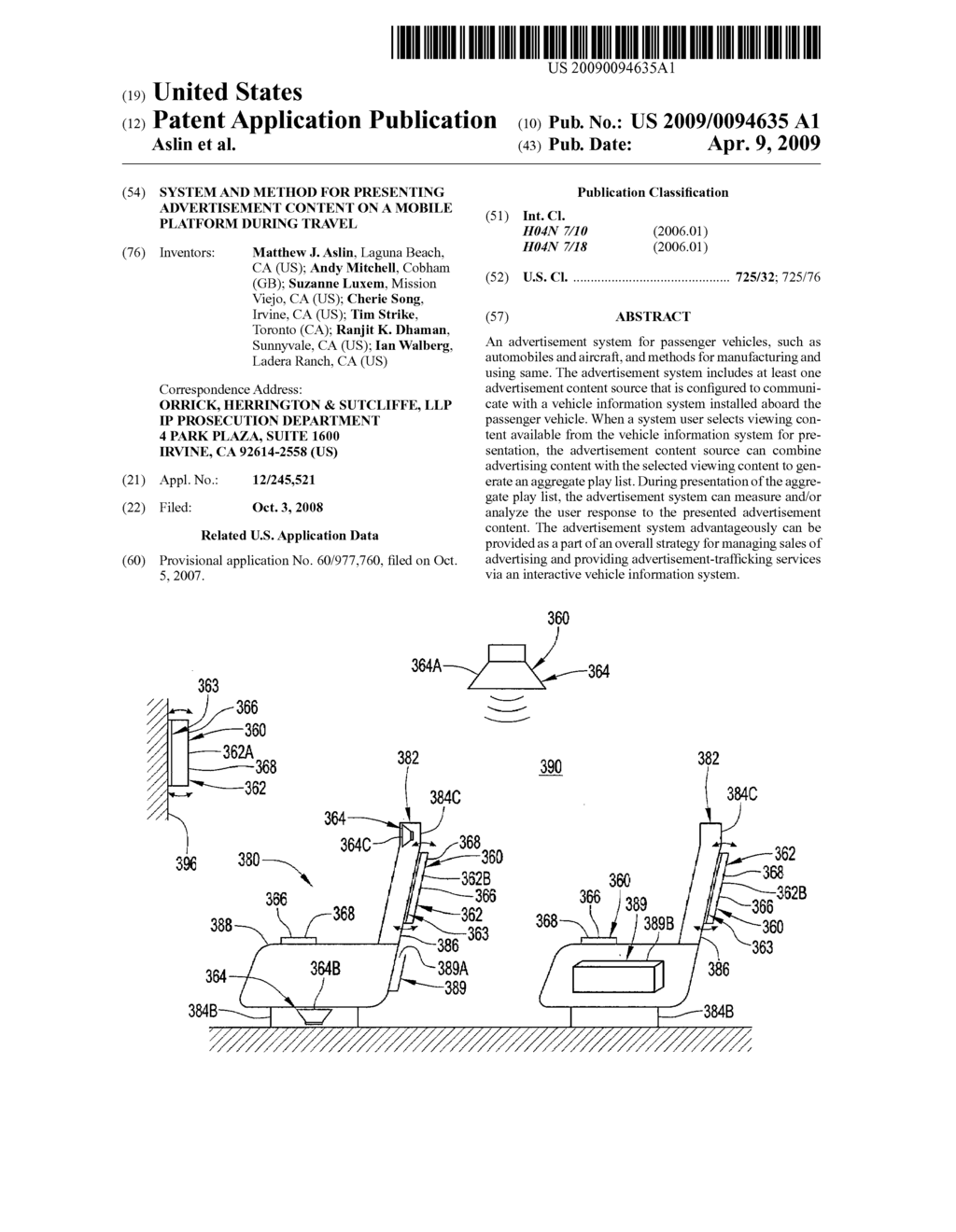 System and Method for Presenting Advertisement Content on a Mobile Platform During Travel - diagram, schematic, and image 01