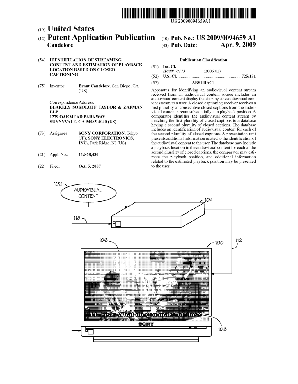 Identification of Streaming Content and Estimation of Playback Location Based on Closed Captioning - diagram, schematic, and image 01