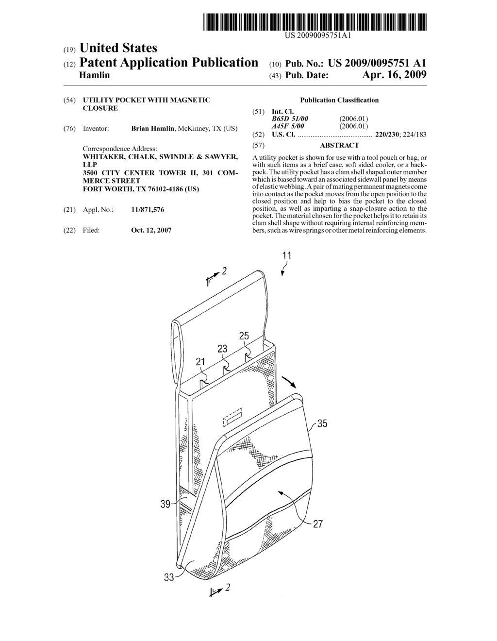 UTILITY POCKET WITH MAGNETIC CLOSURE - diagram, schematic, and image 01