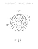 Pole piece structure of stator with radial winding diagram and image