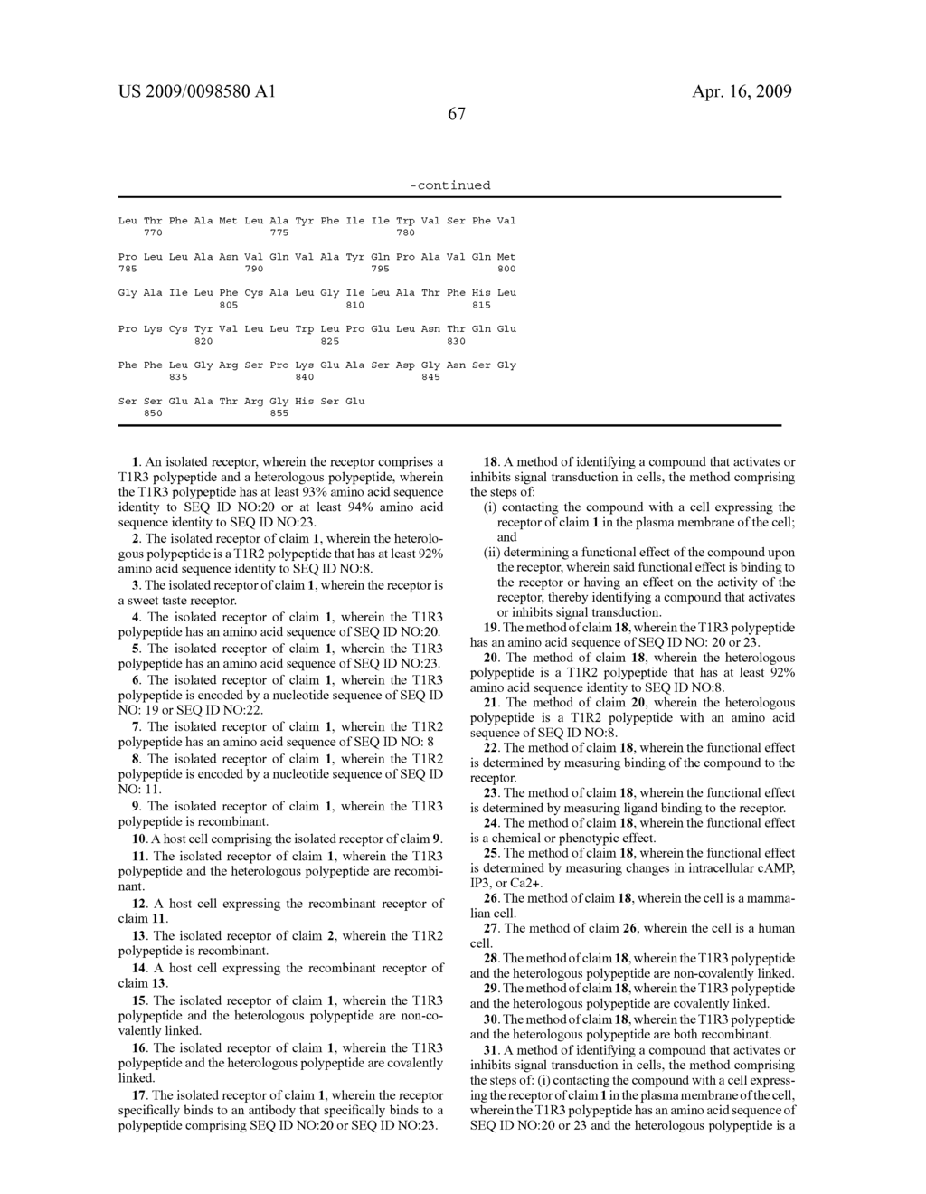 MAMMALIAN SWEET TASTE RECEPTORS - diagram, schematic, and image 78