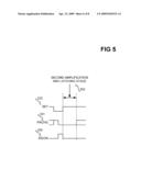 Sense-amplifying circuit having two amplification stages diagram and image