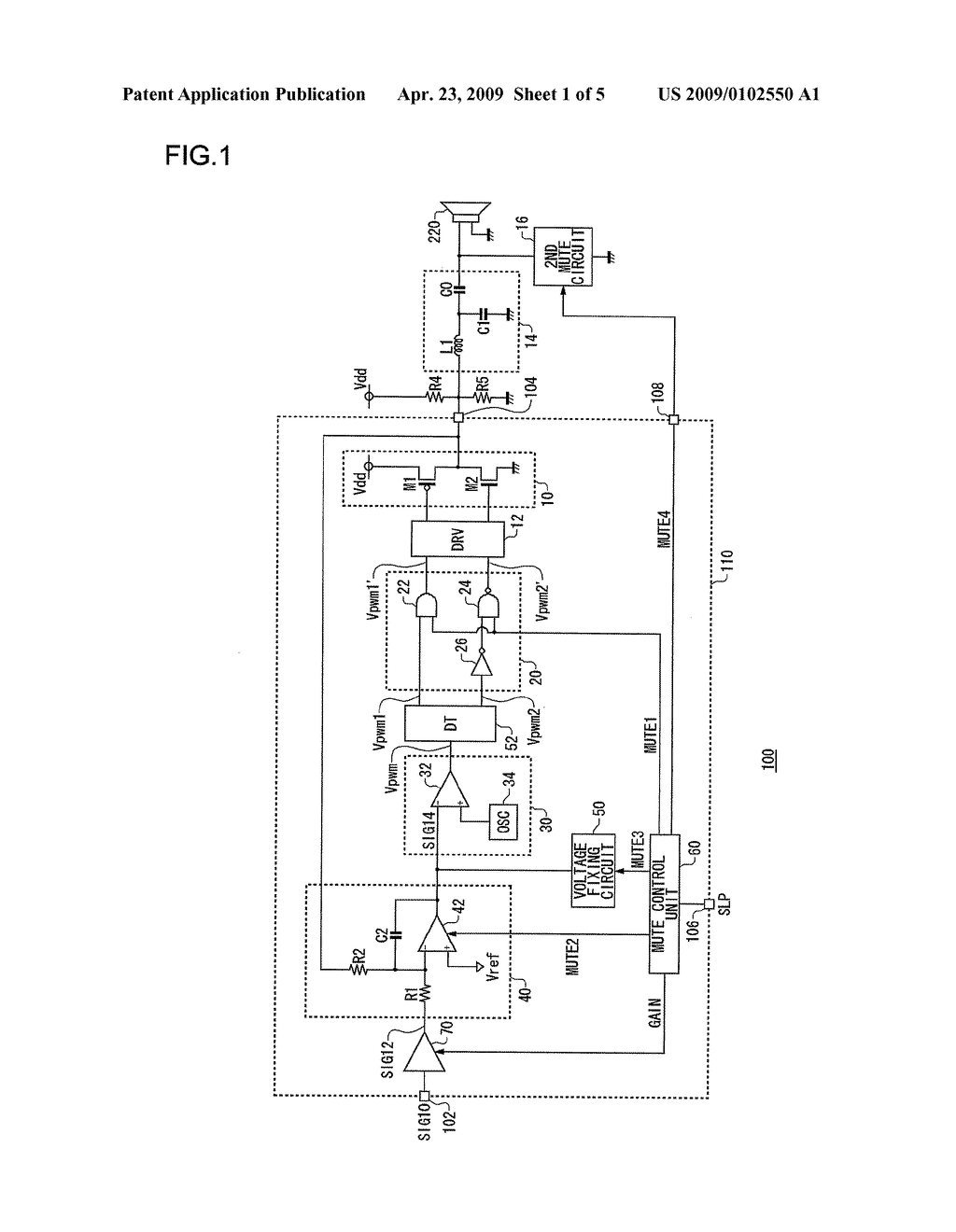 AUDIO SIGNAL AMPLIFIER CIRCUIT WITH A MUTE FUNCTION - diagram, schematic, and image 02