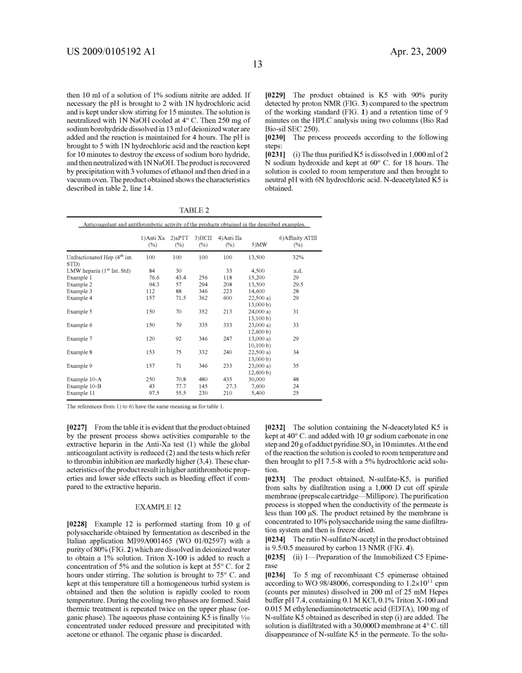 GLYCOSAMINOGLYCANS DERIVED FROM K5 POLYSACCHARIDE HAVING HIGH ANTICOAGULANT AND ANTITHROMBOTIC ACTIVITIES AND PROCESS FOR THEIR PREPARATION - diagram, schematic, and image 31