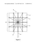 Solar collector stabilized by cables and a compression element diagram and image