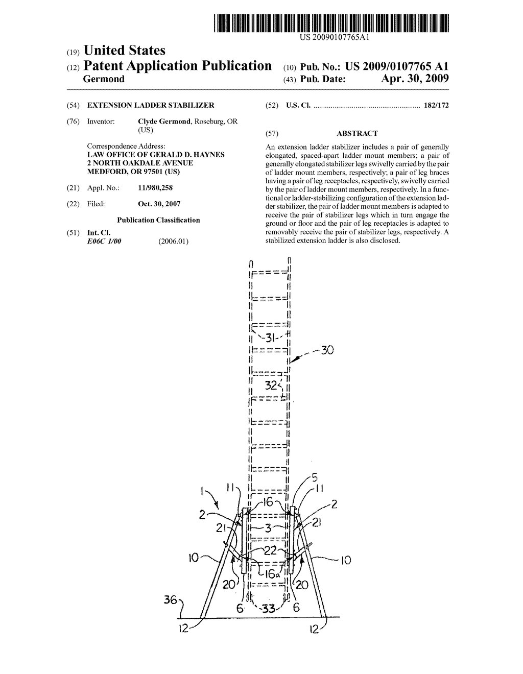 Extension ladder stabilizer - diagram, schematic, and image 01