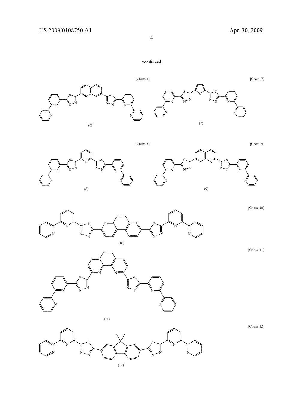 COMPOUND HAVING THIADIAZOLE RING STRUCTURE SUBSTITUTED WITH PYRIDYL GROUP AND ORGANIC ELECTROLUMINESCENT DEVICE - diagram, schematic, and image 10